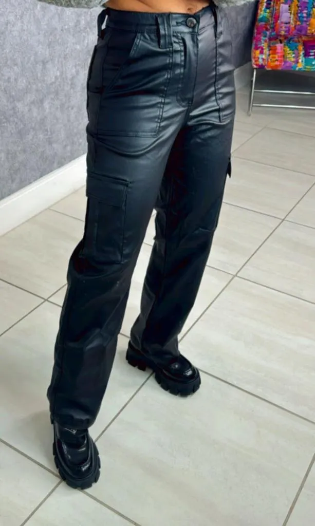 0862 Leather cargo pants