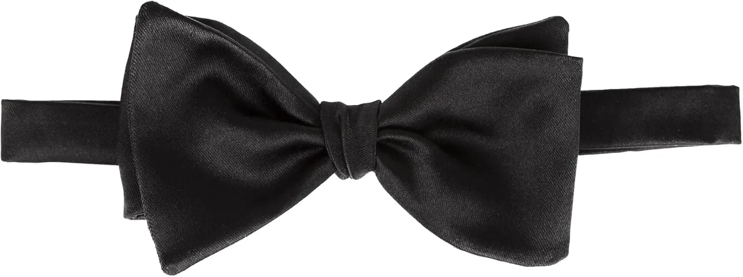 100% Silk Black Bow Tie, Made in Italy, Self-Tie Adjustable Bow Tie for Men, Made in Small Batches