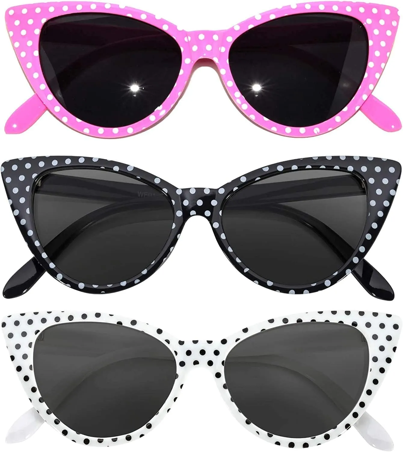 3 Pairs Cat Eye Sunglasses for Women, UV Protected Retro Sunglasses Womens, Beautiful Patterns Cateye Shades for Women