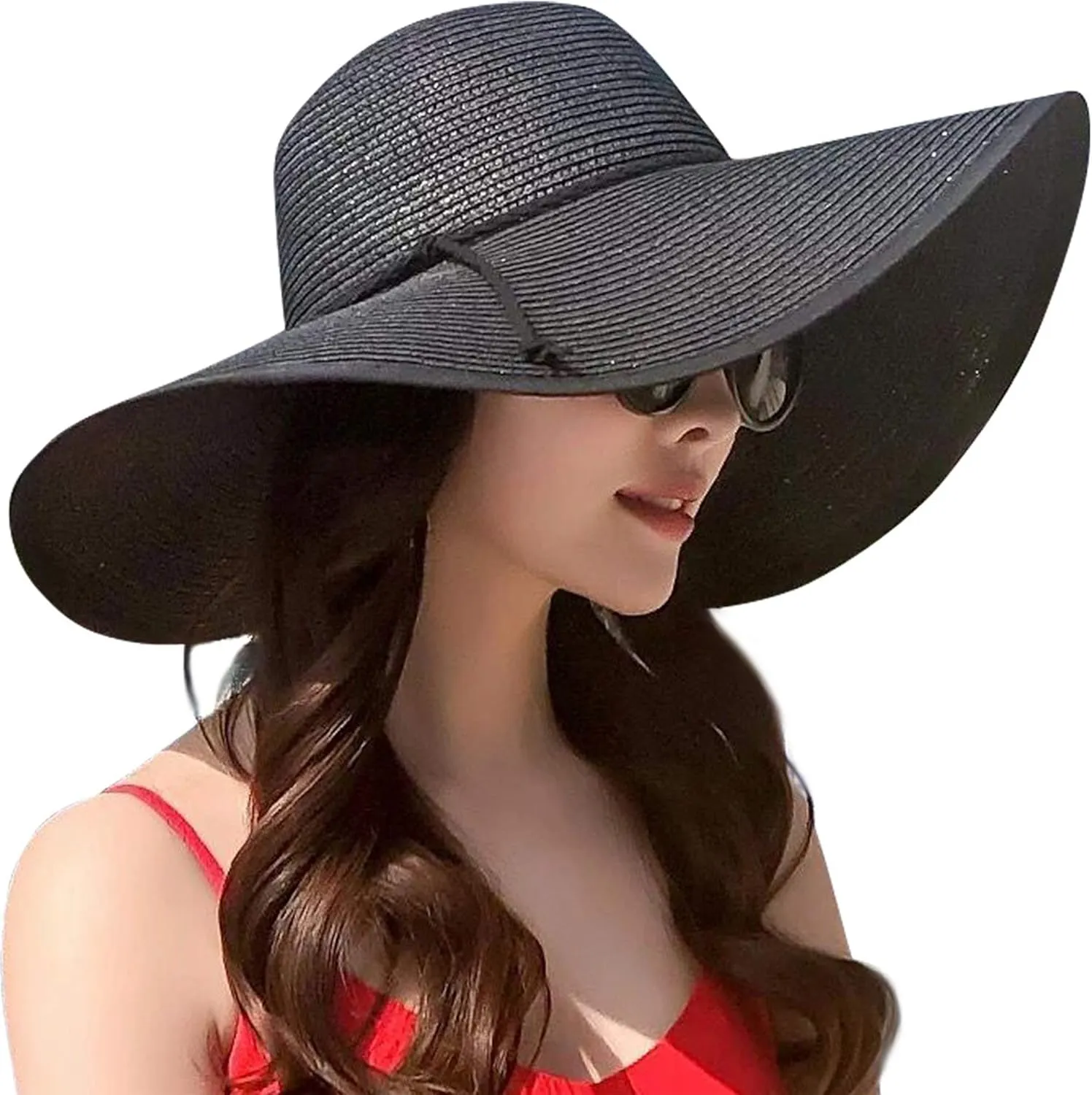 Beach Hats for Women Men Big Straw Wide Brim Summer Hat Floppy Foldable Roll up Cap for Beach Outdoor UPF 50 