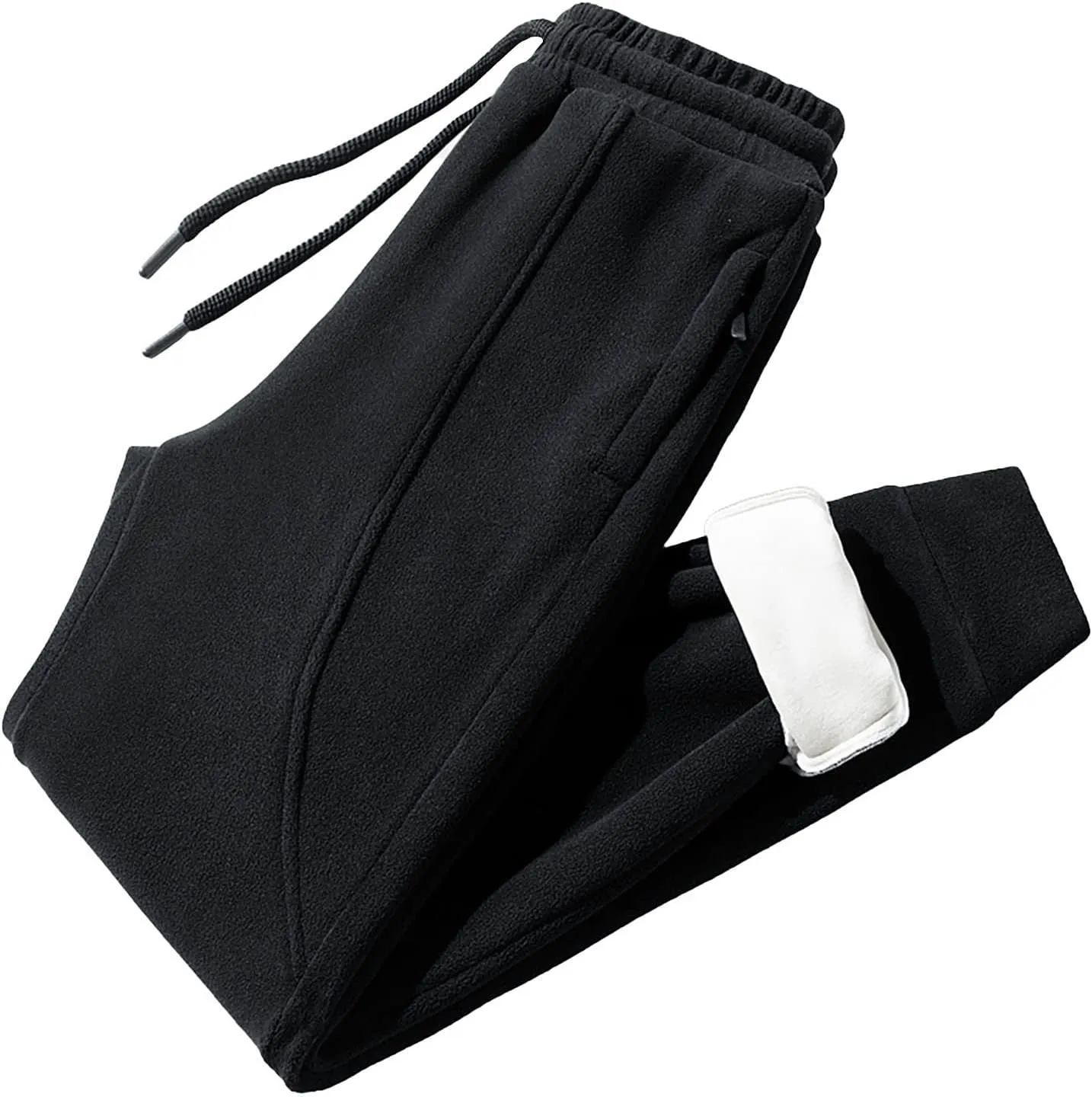 Bidobibo Fleece Pants Men Zipper Pocket Straight Leg Joggers Sherpa Lined Pants for Men Plus Size Thermal Warm Sweatpants