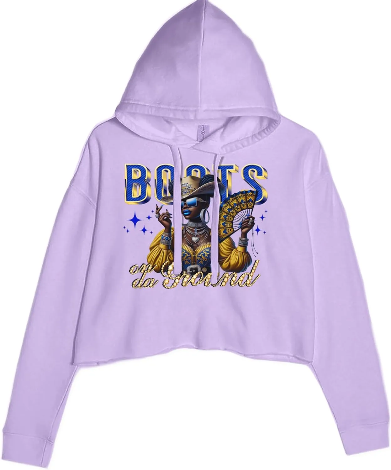 Boots On Da Ground Folding Fan Cropped Fleece Hoodie, Soft & Cozy, Trendy Fit