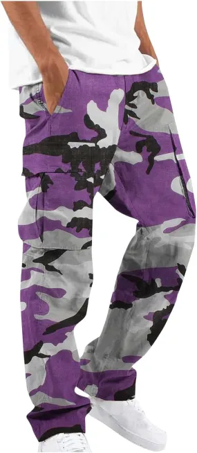 Cargo Pants for Men Relaxed Fit Casual Camo Pants Lightweight Straight Cargo Sweatpants Outdoor Work Hiking Joggers