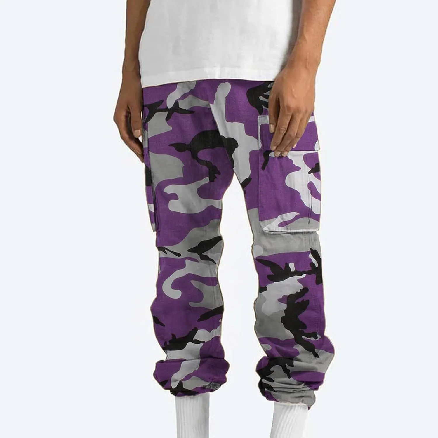 Cargo Pants for Men Relaxed Fit Casual Camo Pants Lightweight Straight Cargo Sweatpants Outdoor Work Hiking Joggers