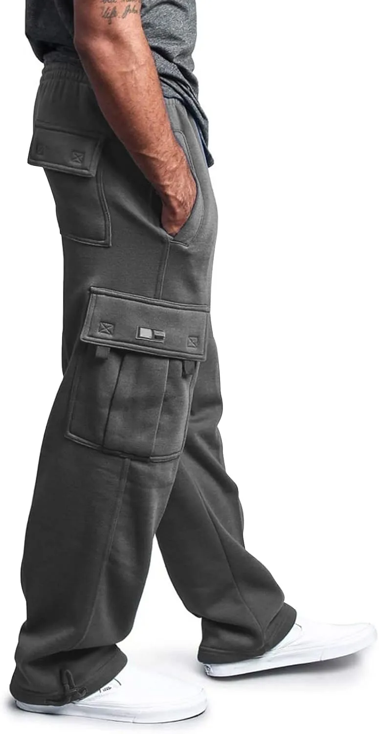 Cargo Pants for Men Sports Hat Multi Woven Pocket Foot Rope Solid Pants Street Cargo Tie Mens Cargo Drawstring