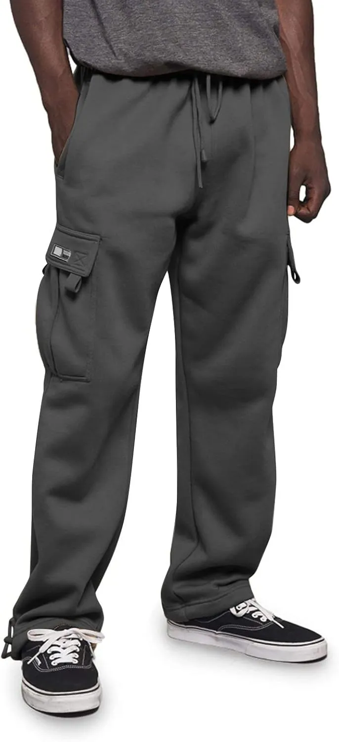 Cargo Pants for Men Sports Hat Multi Woven Pocket Foot Rope Solid Pants Street Cargo Tie Mens Cargo Drawstring
