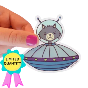 Cat UFO 3" Sticker (FREE SHIPPING)