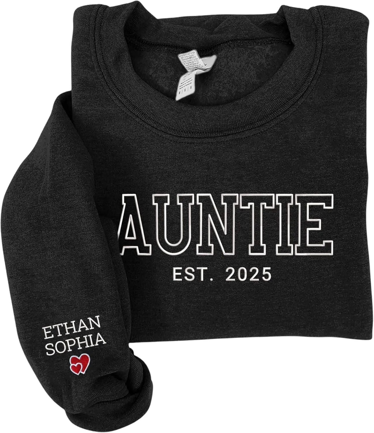 Custom Embroidered Mama Sweatshirt with Kids Names on Sleeve - Personalized Gifts for Mom Grandma Women