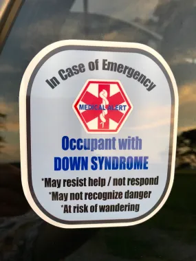 Down Syndrome Decal Medical Alert Safety Sticker