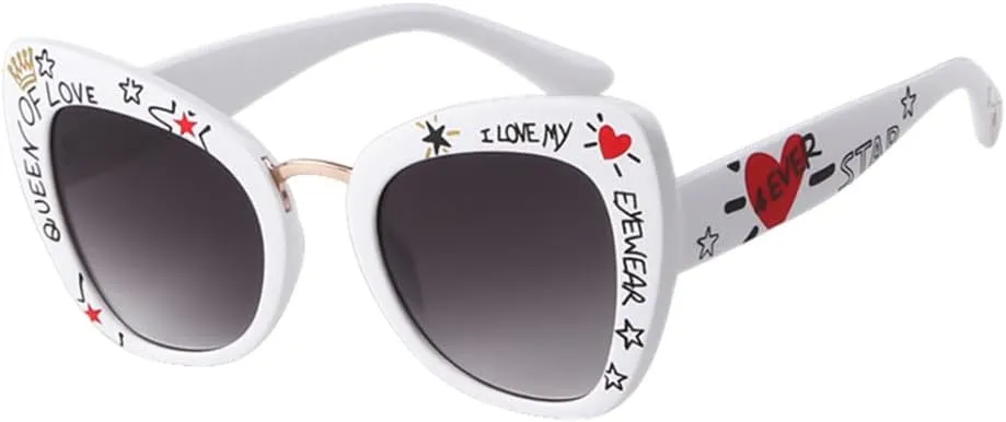 Fashion Cat Eye Sunglasses Women Vintage Letter Leopard Twill Sun Glasses Punk Shades Uv400