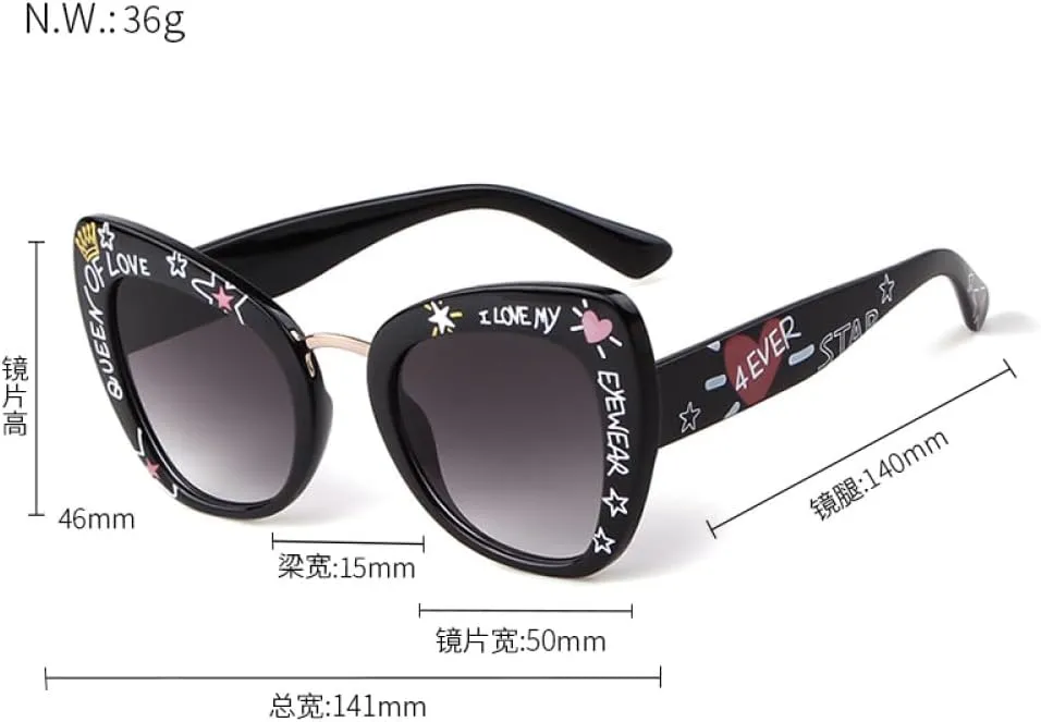 Fashion Cat Eye Sunglasses Women Vintage Letter Leopard Twill Sun Glasses Punk Shades Uv400