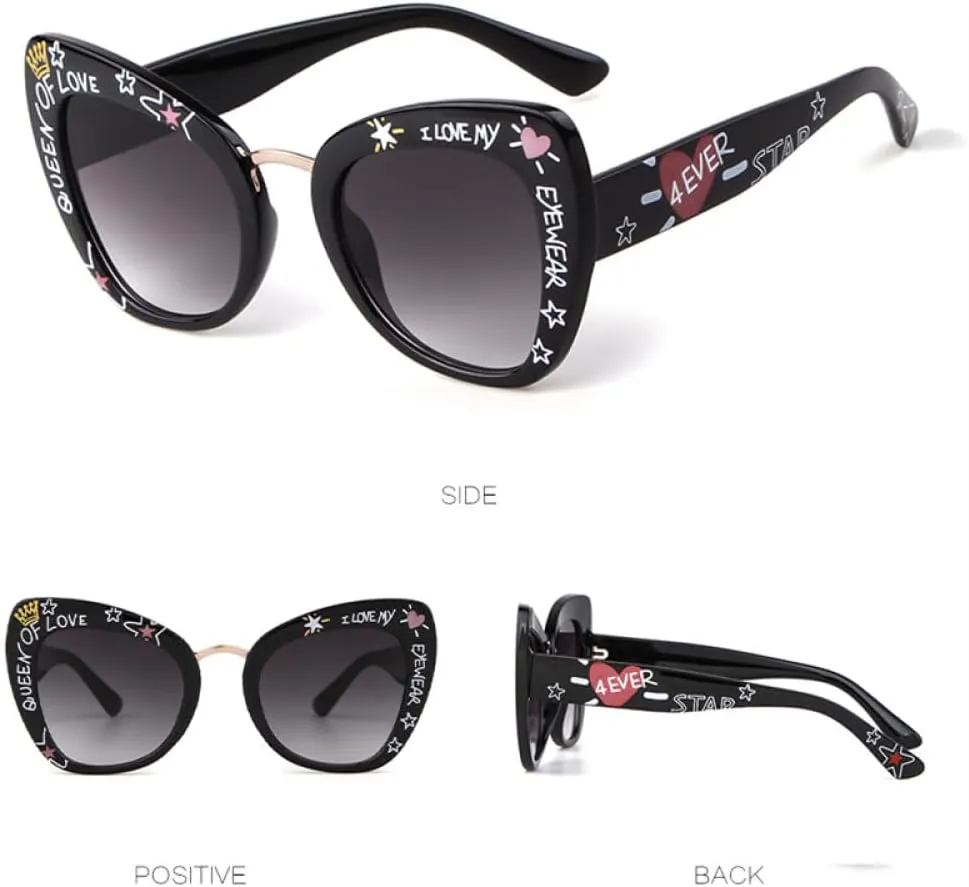 Fashion Cat Eye Sunglasses Women Vintage Letter Leopard Twill Sun Glasses Punk Shades Uv400
