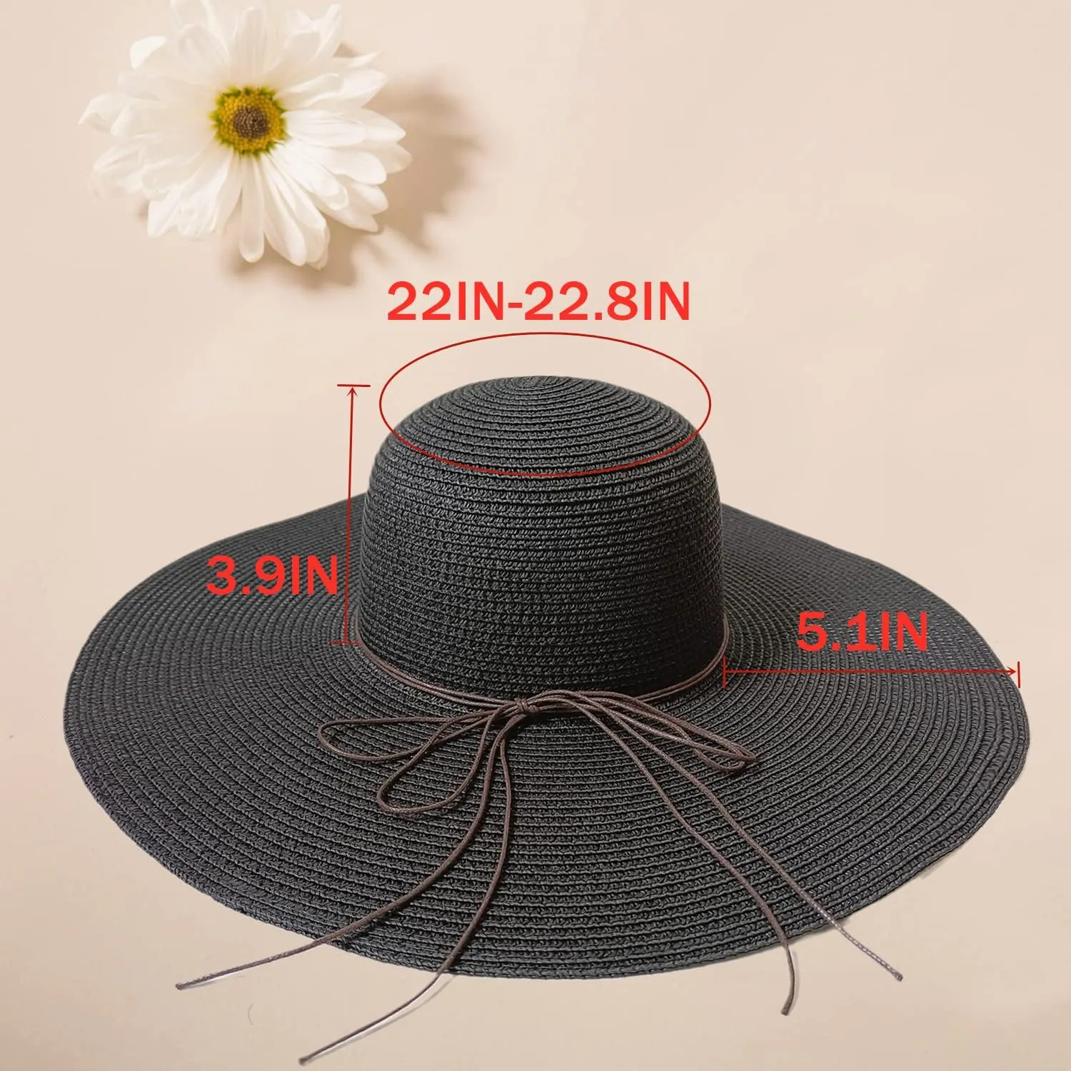 Floppy Big Beach Straw Hats for Women Foldable Summer Wide Brim Packable Sun Hat Womens Travel Straw Fedora Hat
