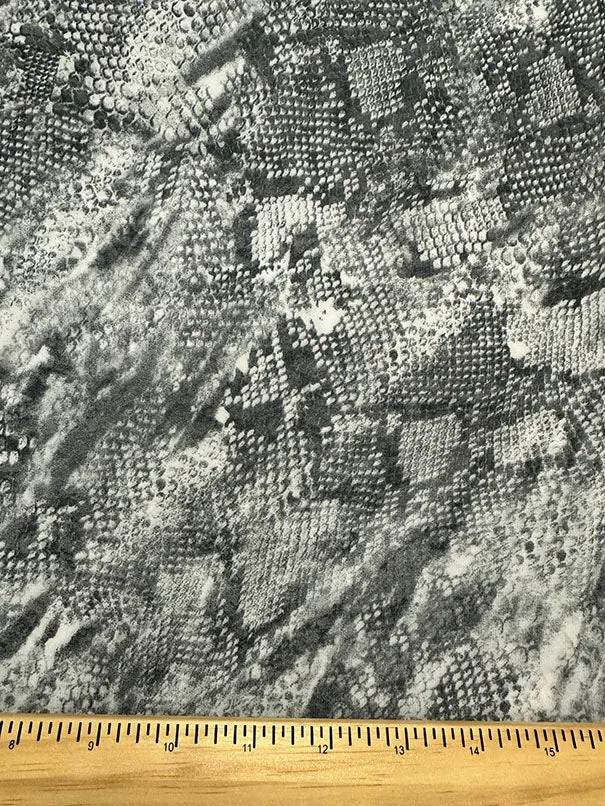 Gray and White Snakeskin Print Poly Chiffon Fabric