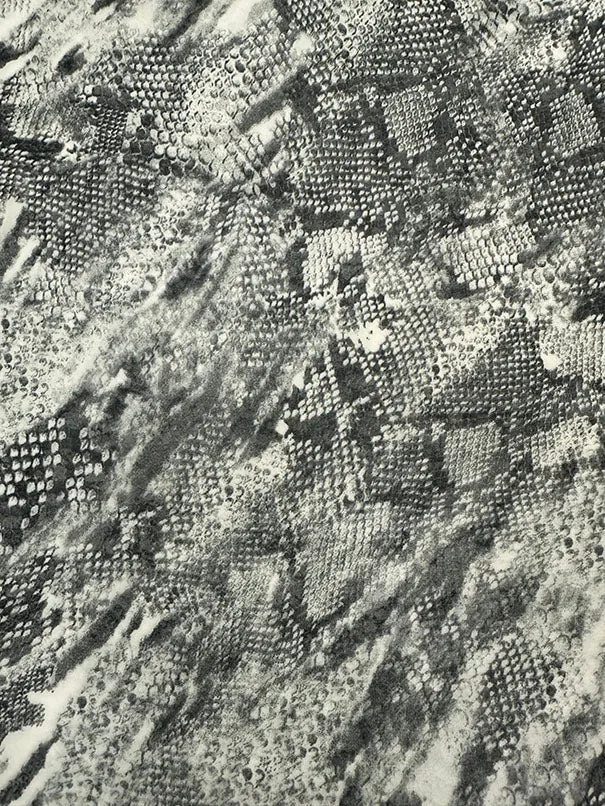 Gray and White Snakeskin Print Poly Chiffon Fabric