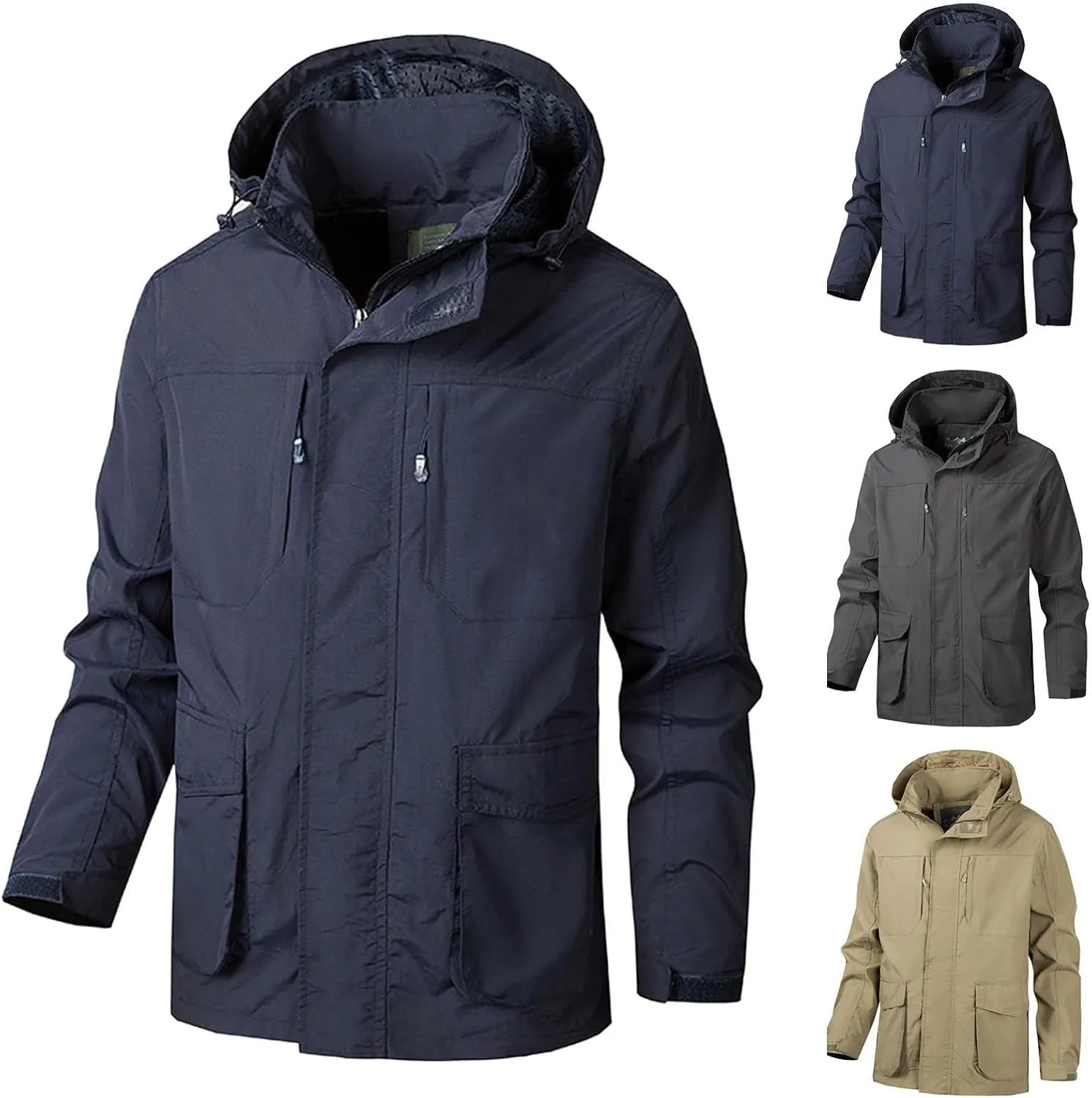 Men's Waterproof Ski Jacket Windproof Rain Jackets Snowboarding Hiking Hooded Raincoat Warm Fleece Winter Snow Coat