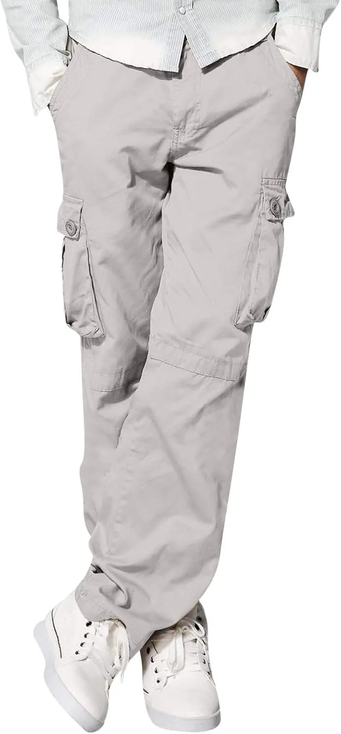 Men's Wild Cargo Pants Men's Casual Cargo Pants Military Army Camo Pants Combat Work Pants with 8 Pockets(No Belt) Men Pants