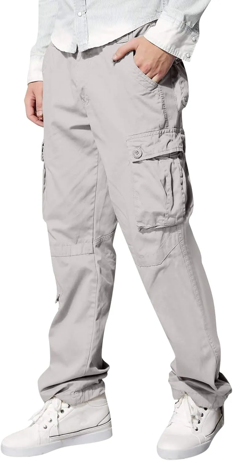 Men's Wild Cargo Pants Men's Casual Cargo Pants Military Army Camo Pants Combat Work Pants with 8 Pockets(No Belt) Men Pants