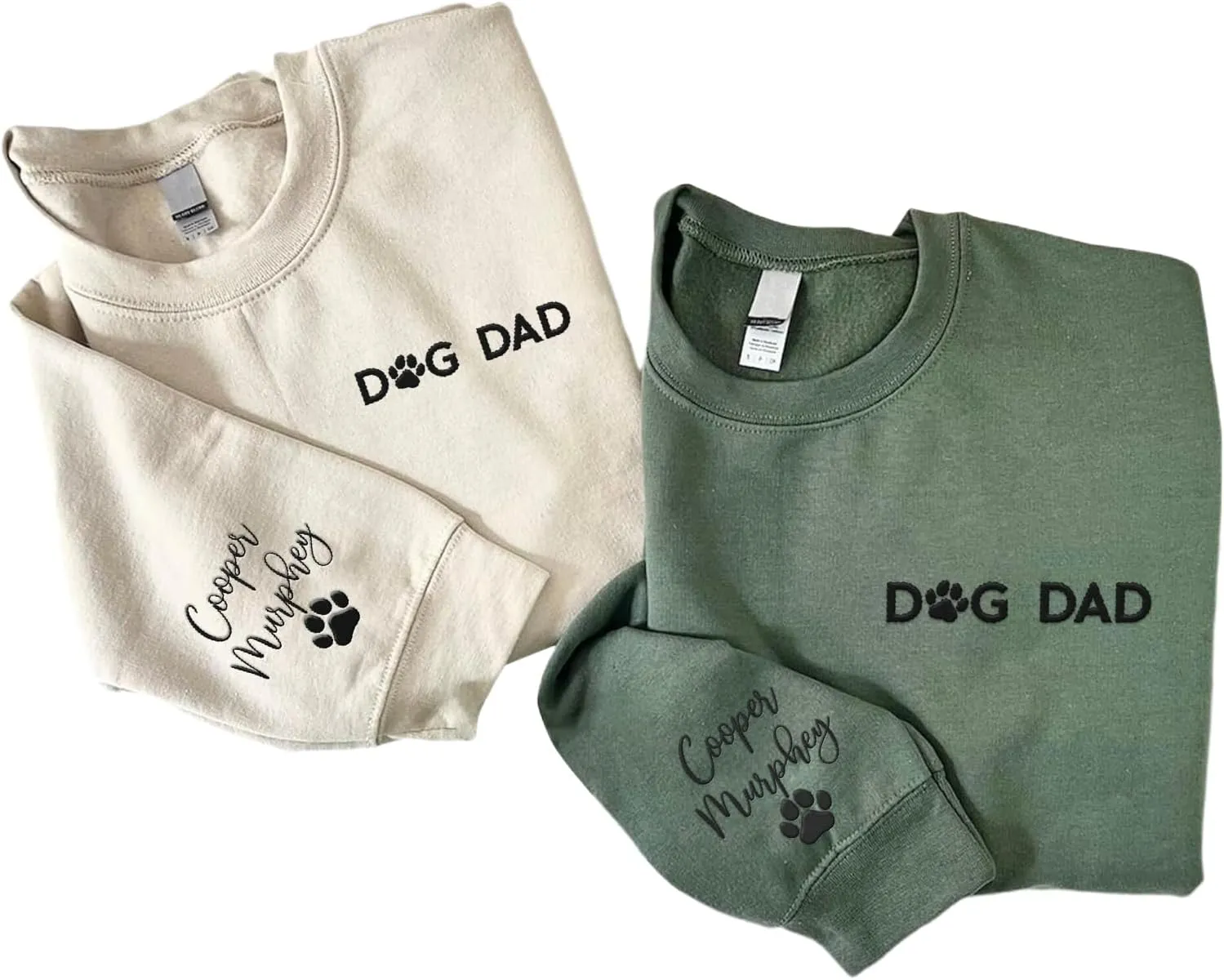 Personalized Embroidered Crewneck Sweatshirt, Custom Dog Dad Shirt, Proud Dog Dad Gift for Men