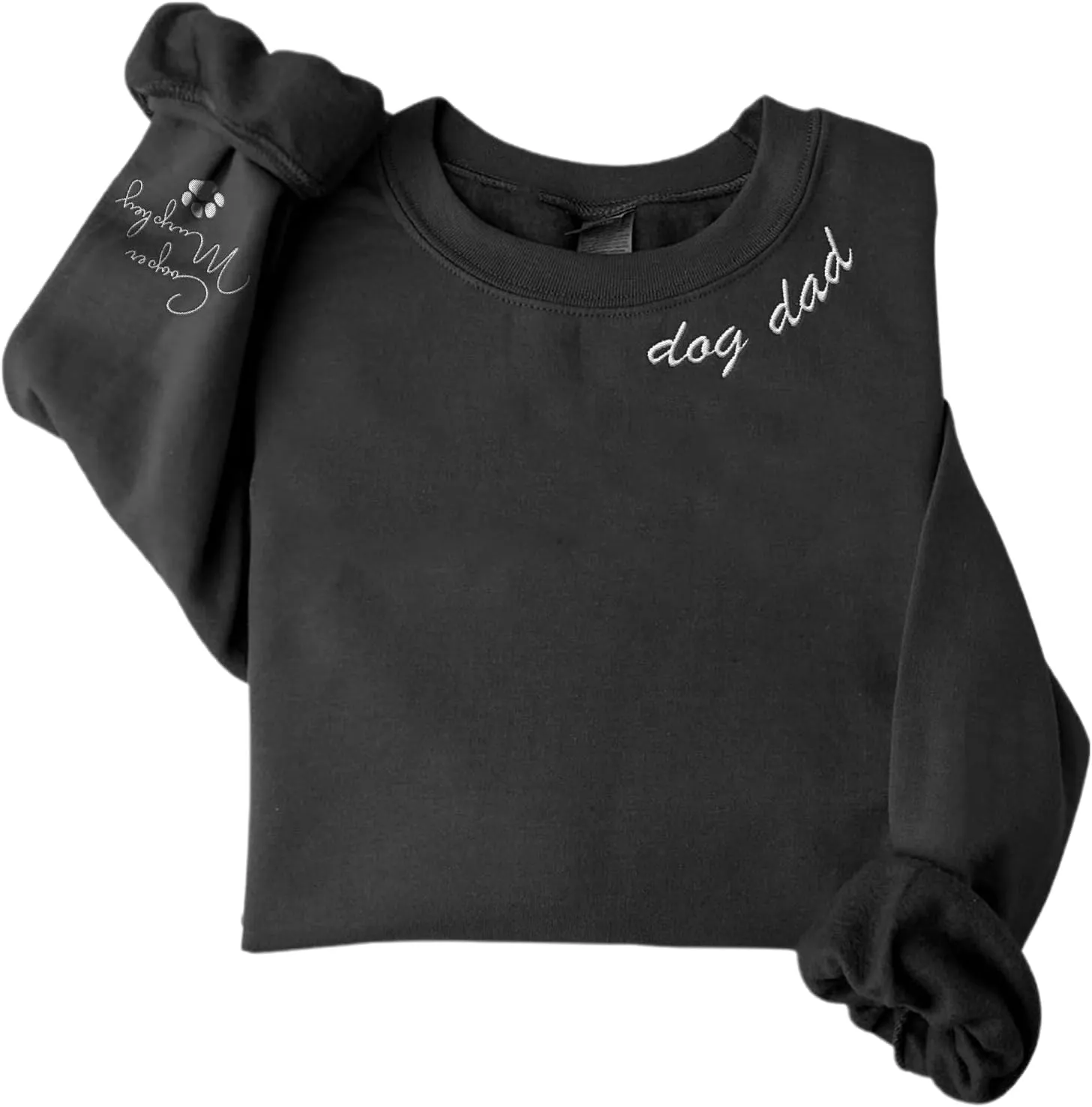 Personalized Embroidered Crewneck Sweatshirt, Custom Dog Dad Shirt, Proud Dog Dad Gift for Men