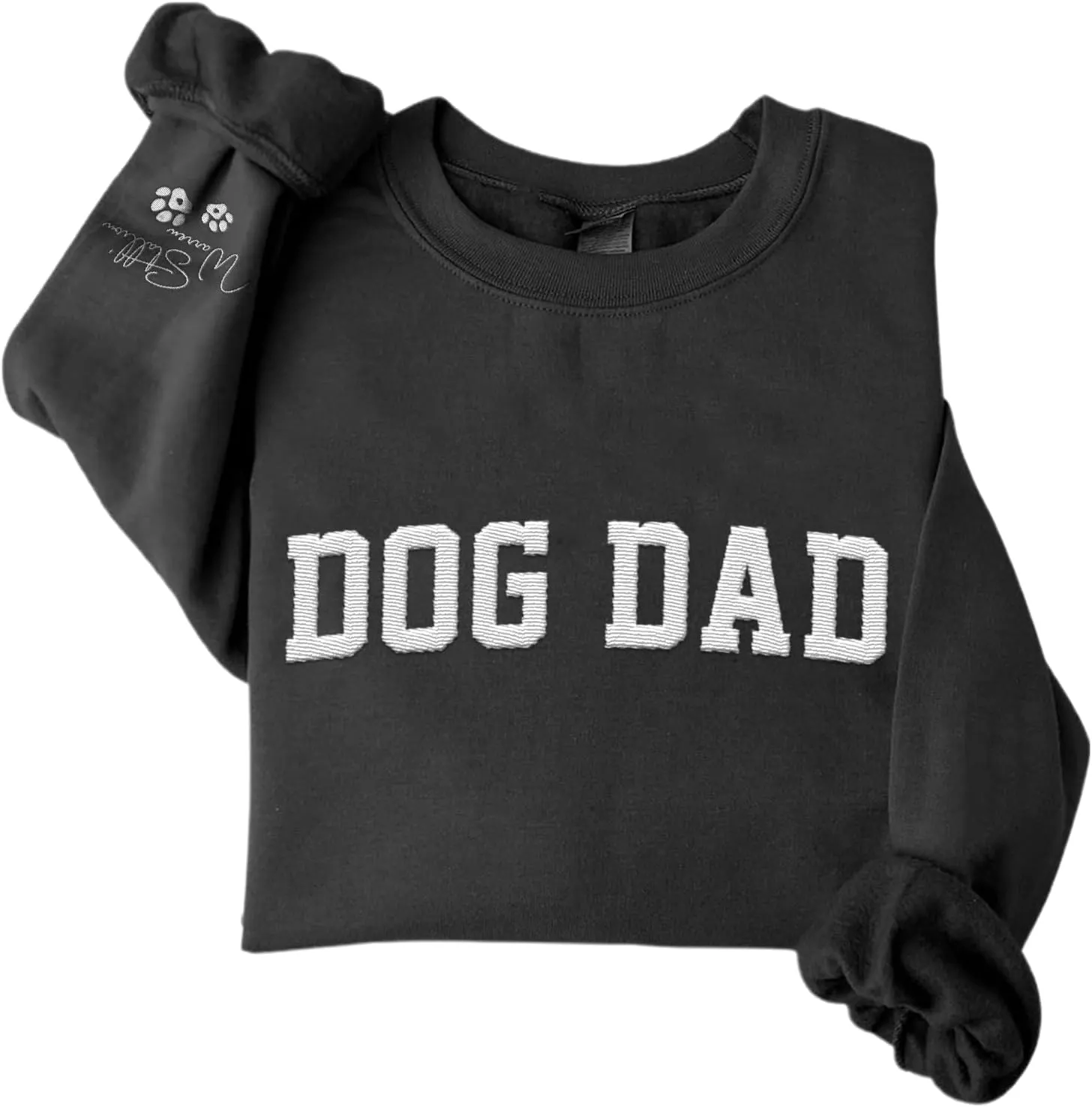 Personalized Embroidered Crewneck Sweatshirt, Custom Dog Dad Shirt, Proud Dog Dad Gift for Men