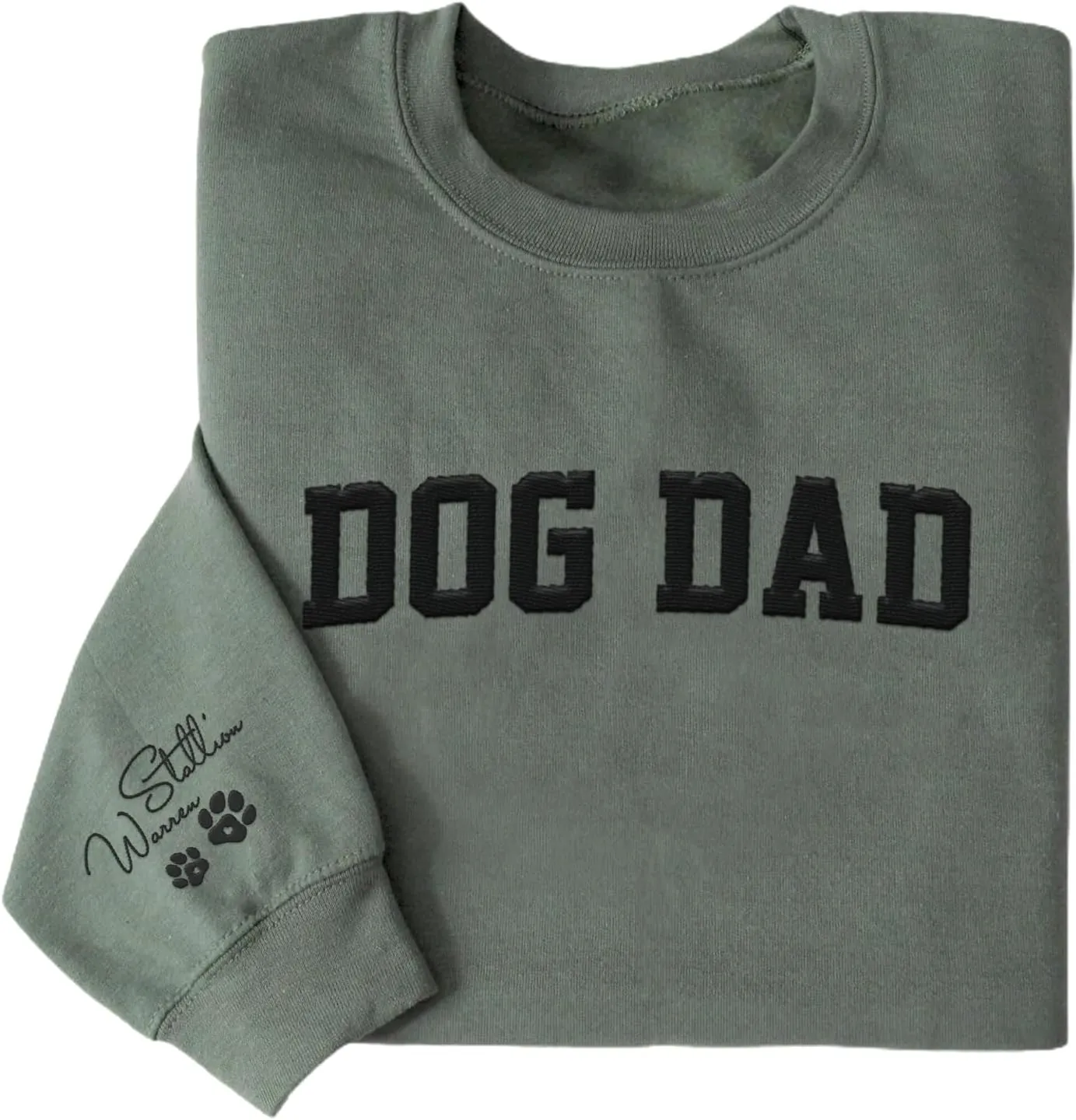 Personalized Embroidered Crewneck Sweatshirt, Custom Dog Dad Shirt, Proud Dog Dad Gift for Men