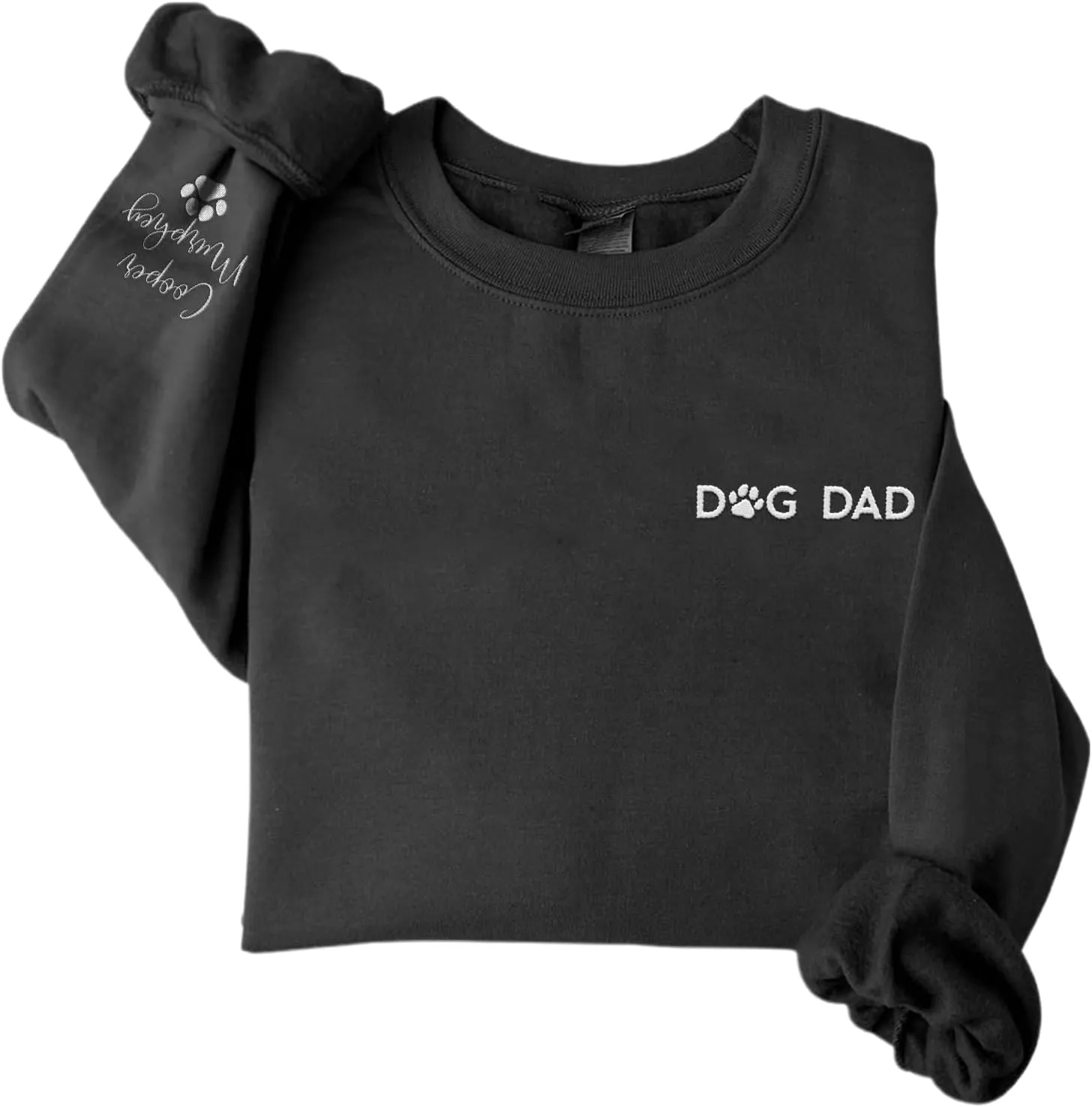 Personalized Embroidered Crewneck Sweatshirt, Custom Dog Dad Shirt, Proud Dog Dad Gift for Men