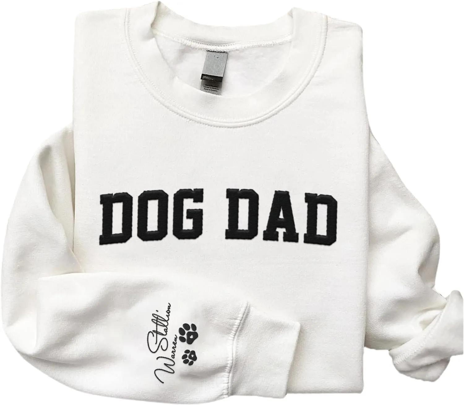 Personalized Embroidered Crewneck Sweatshirt, Custom Dog Dad Shirt, Proud Dog Dad Gift for Men