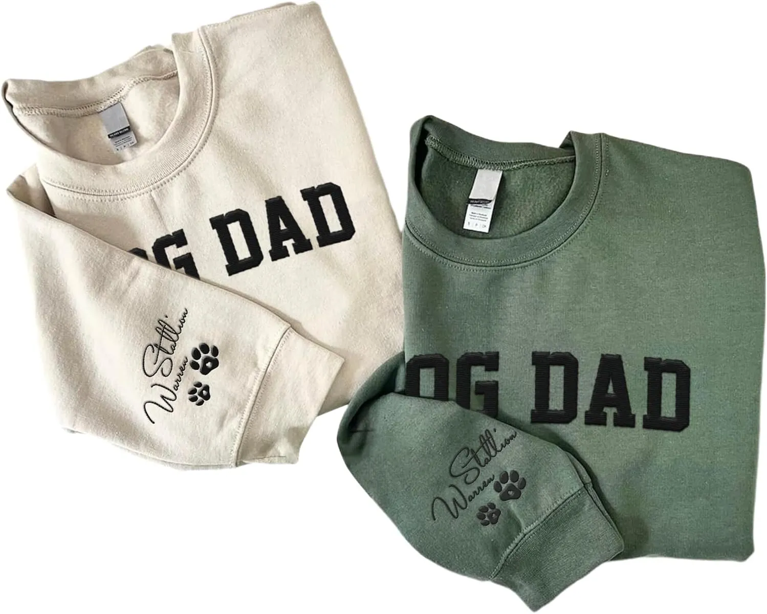 Personalized Embroidered Crewneck Sweatshirt, Custom Dog Dad Shirt, Proud Dog Dad Gift for Men