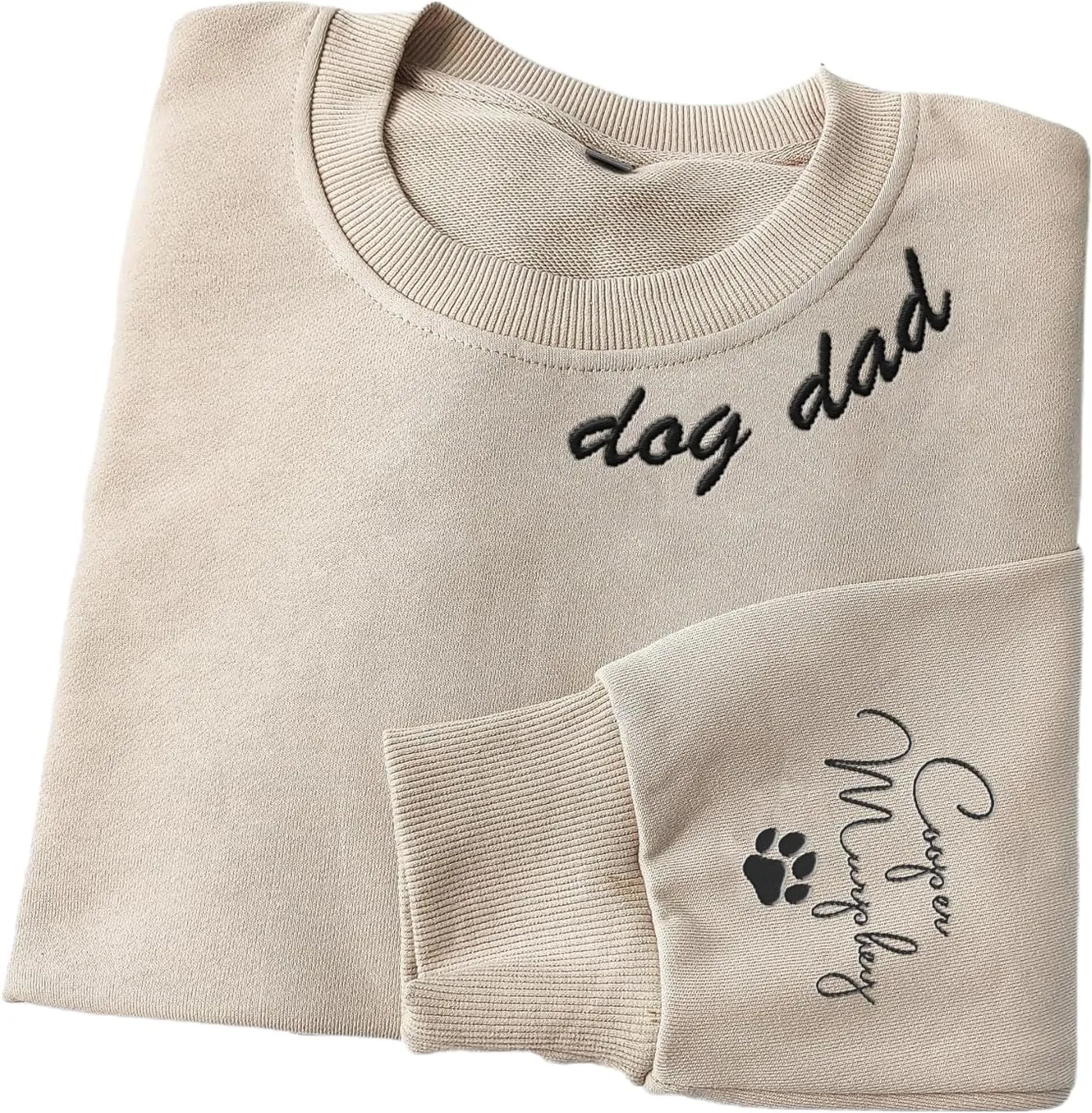 Personalized Embroidered Crewneck Sweatshirt, Custom Dog Dad Shirt, Proud Dog Dad Gift for Men