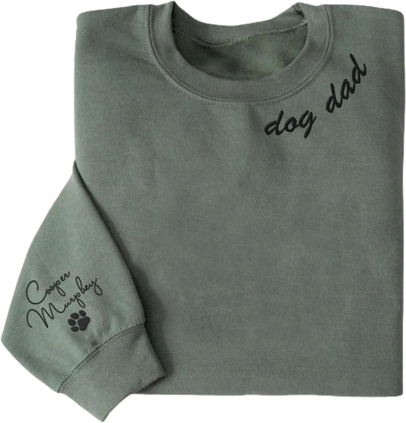 Personalized Embroidered Crewneck Sweatshirt, Custom Dog Dad Shirt, Proud Dog Dad Gift for Men