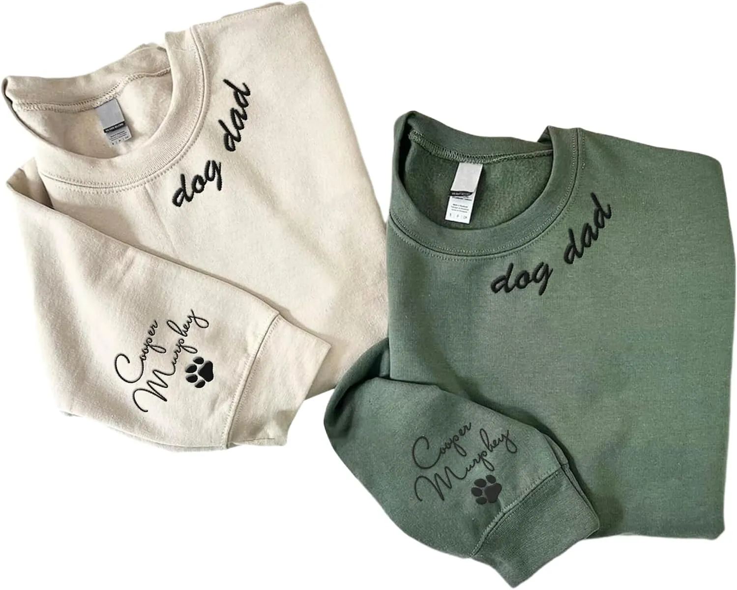 Personalized Embroidered Crewneck Sweatshirt, Custom Dog Dad Shirt, Proud Dog Dad Gift for Men