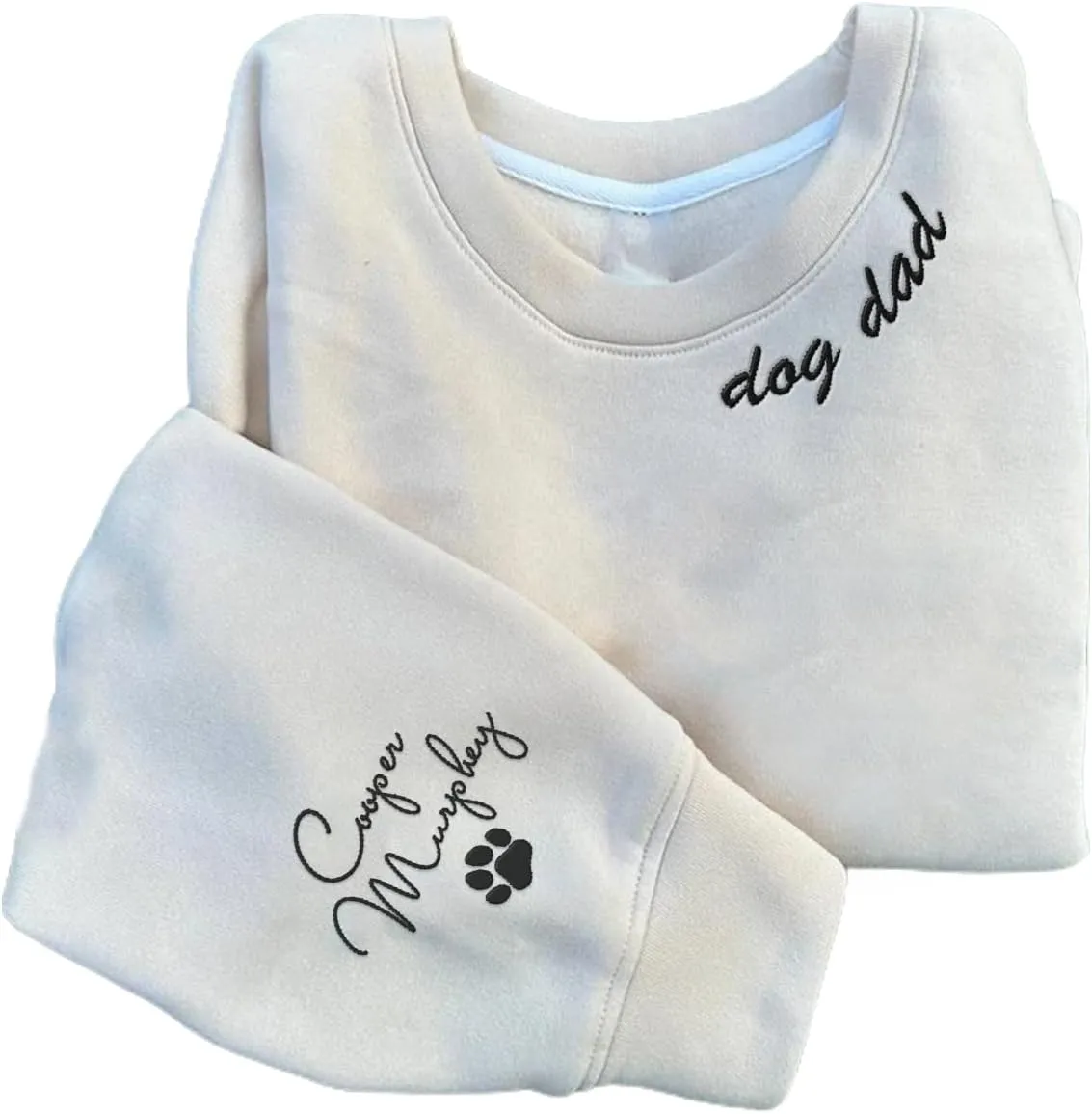 Personalized Embroidered Crewneck Sweatshirt, Custom Dog Dad Shirt, Proud Dog Dad Gift for Men