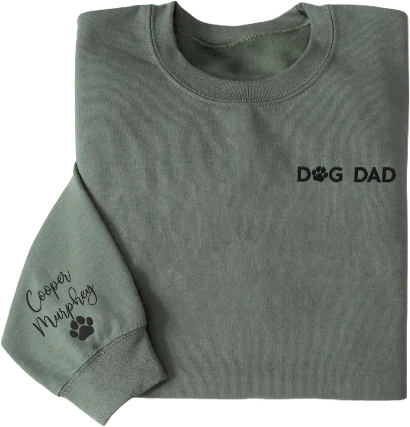 Personalized Embroidered Crewneck Sweatshirt, Custom Dog Dad Shirt, Proud Dog Dad Gift for Men