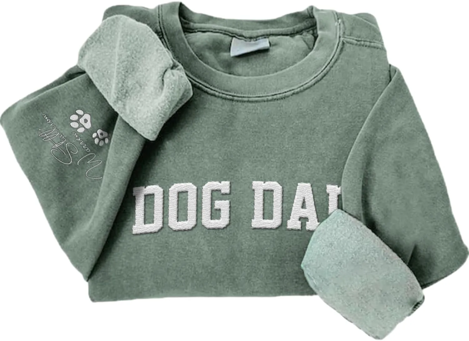 Personalized Embroidered Crewneck Sweatshirt, Custom Dog Dad Shirt, Proud Dog Dad Gift for Men