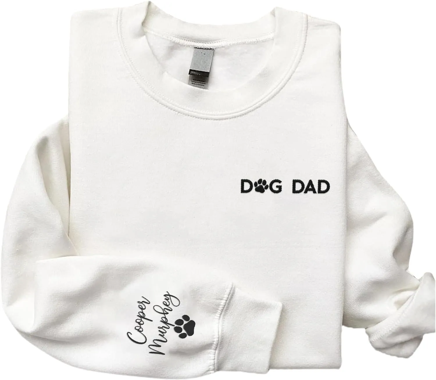 Personalized Embroidered Crewneck Sweatshirt, Custom Dog Dad Shirt, Proud Dog Dad Gift for Men