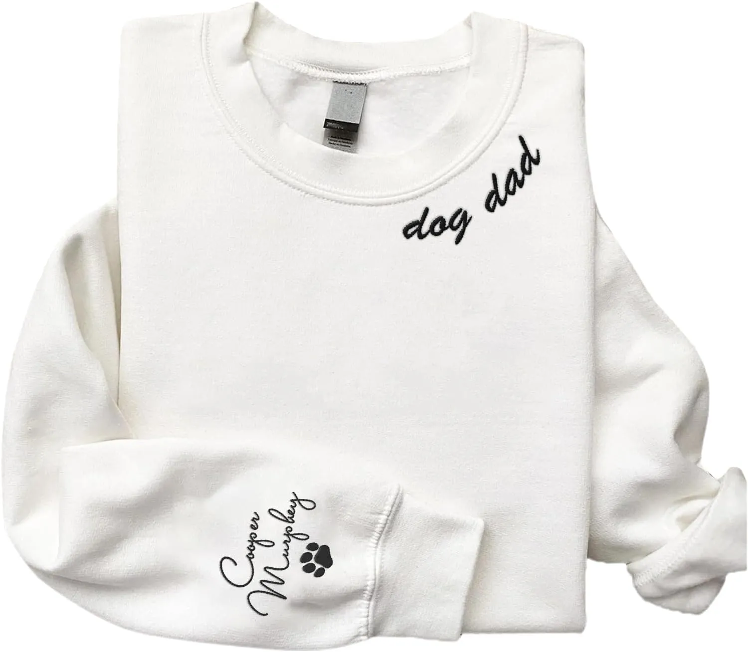 Personalized Embroidered Crewneck Sweatshirt, Custom Dog Dad Shirt, Proud Dog Dad Gift for Men