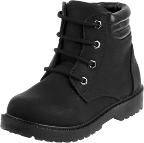Rugged Bear Kids Hiking Outdoor Waterproof Lace-up Comfort Urban Styled Boots - Black/Tan/Pink (Toddler/Little Kid/Big Kid)