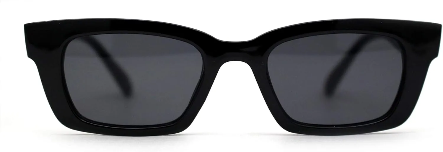 SA106 Retro 1990s Rectangle Cat Eye Vintage Sunglasses All Black