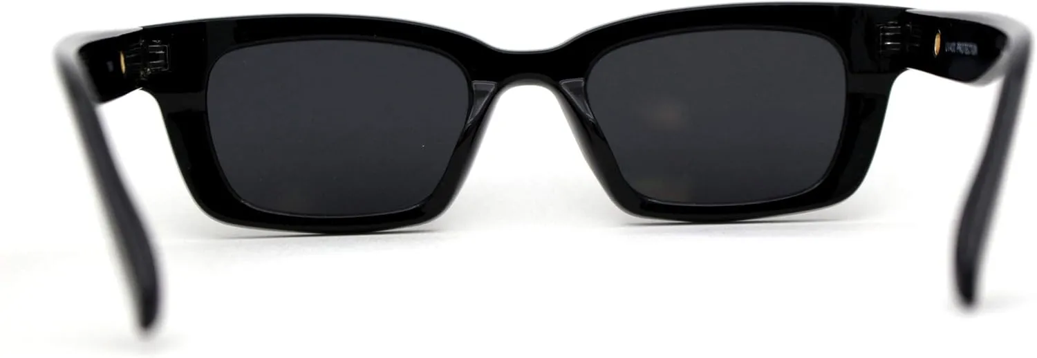 SA106 Retro 1990s Rectangle Cat Eye Vintage Sunglasses All Black