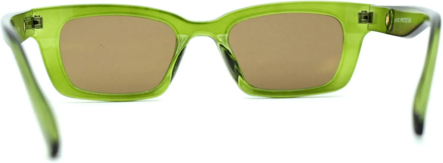 SA106 Retro 1990s Rectangle Cat Eye Vintage Sunglasses All Green