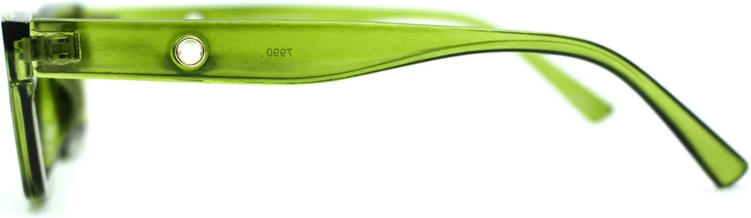 SA106 Retro 1990s Rectangle Cat Eye Vintage Sunglasses All Green