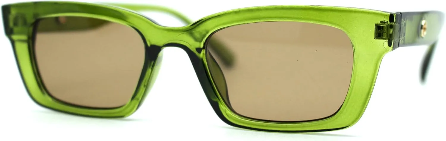 SA106 Retro 1990s Rectangle Cat Eye Vintage Sunglasses All Green