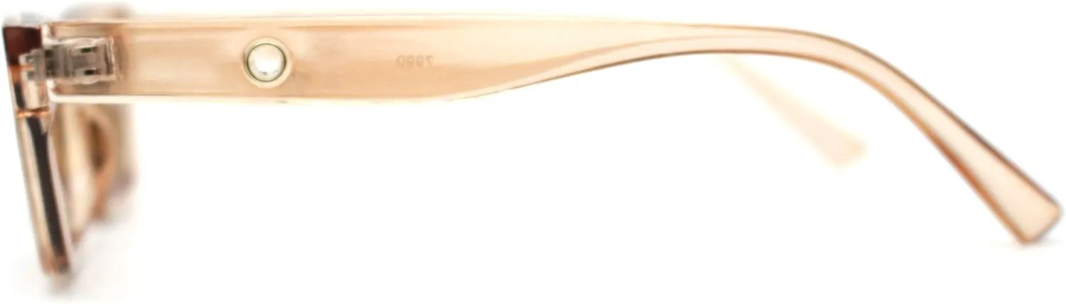 SA106 Retro 1990s Rectangle Cat Eye Vintage Sunglasses Peach Brown