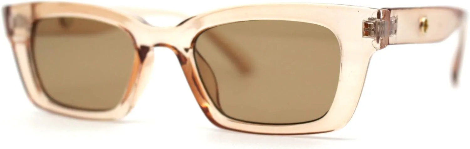 SA106 Retro 1990s Rectangle Cat Eye Vintage Sunglasses Peach Brown