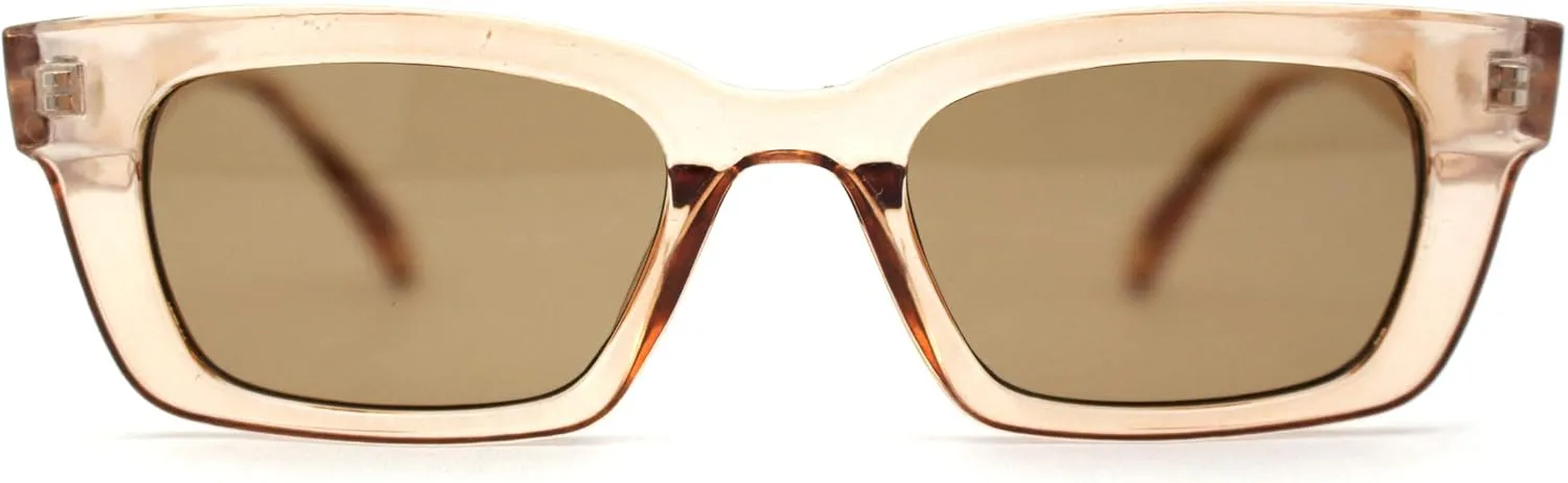 SA106 Retro 1990s Rectangle Cat Eye Vintage Sunglasses Peach Brown