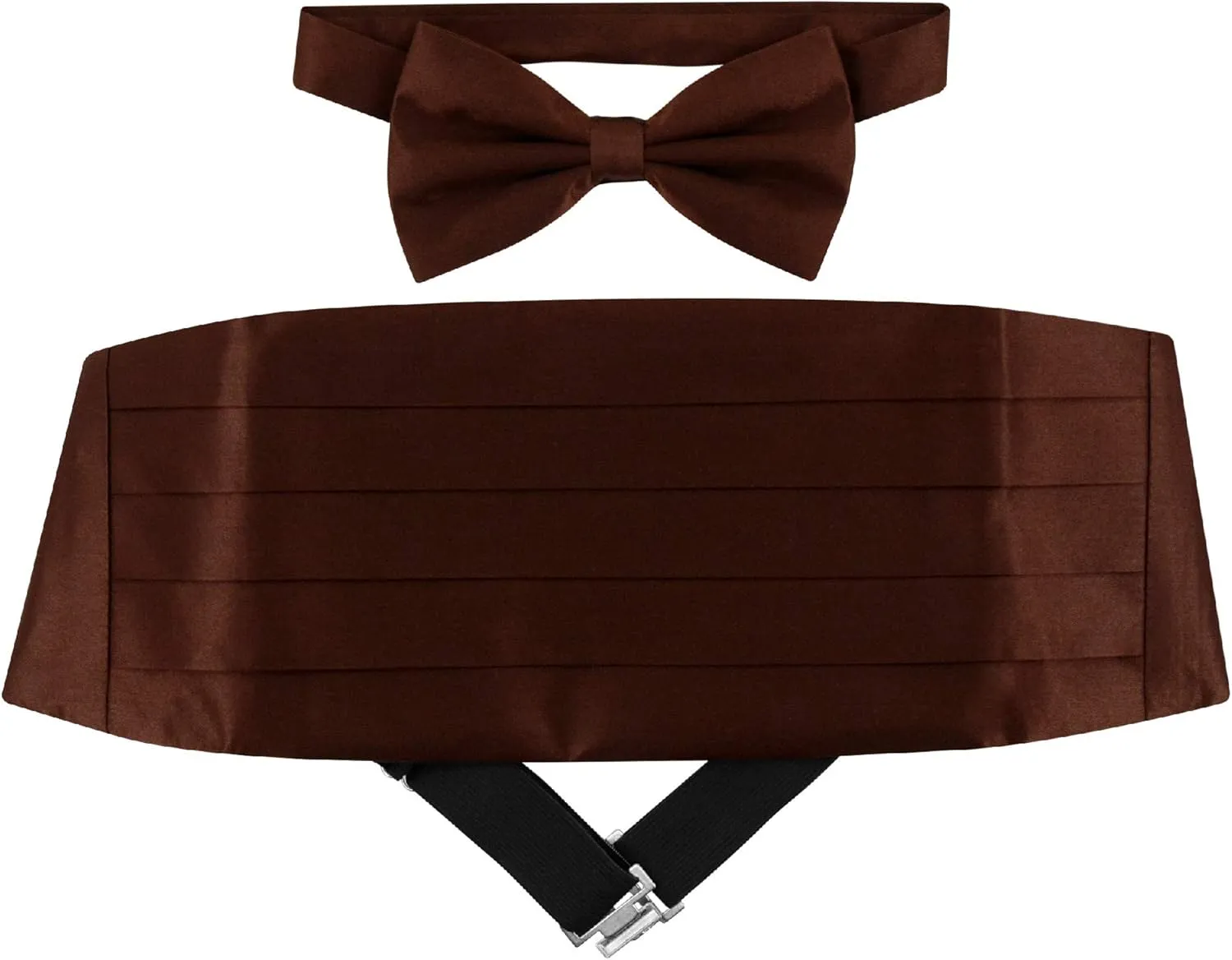 SILK Cumberbund BowTie Solid CHOCOLATE BROWN Color Men's Cummerbund Bow Tie Set