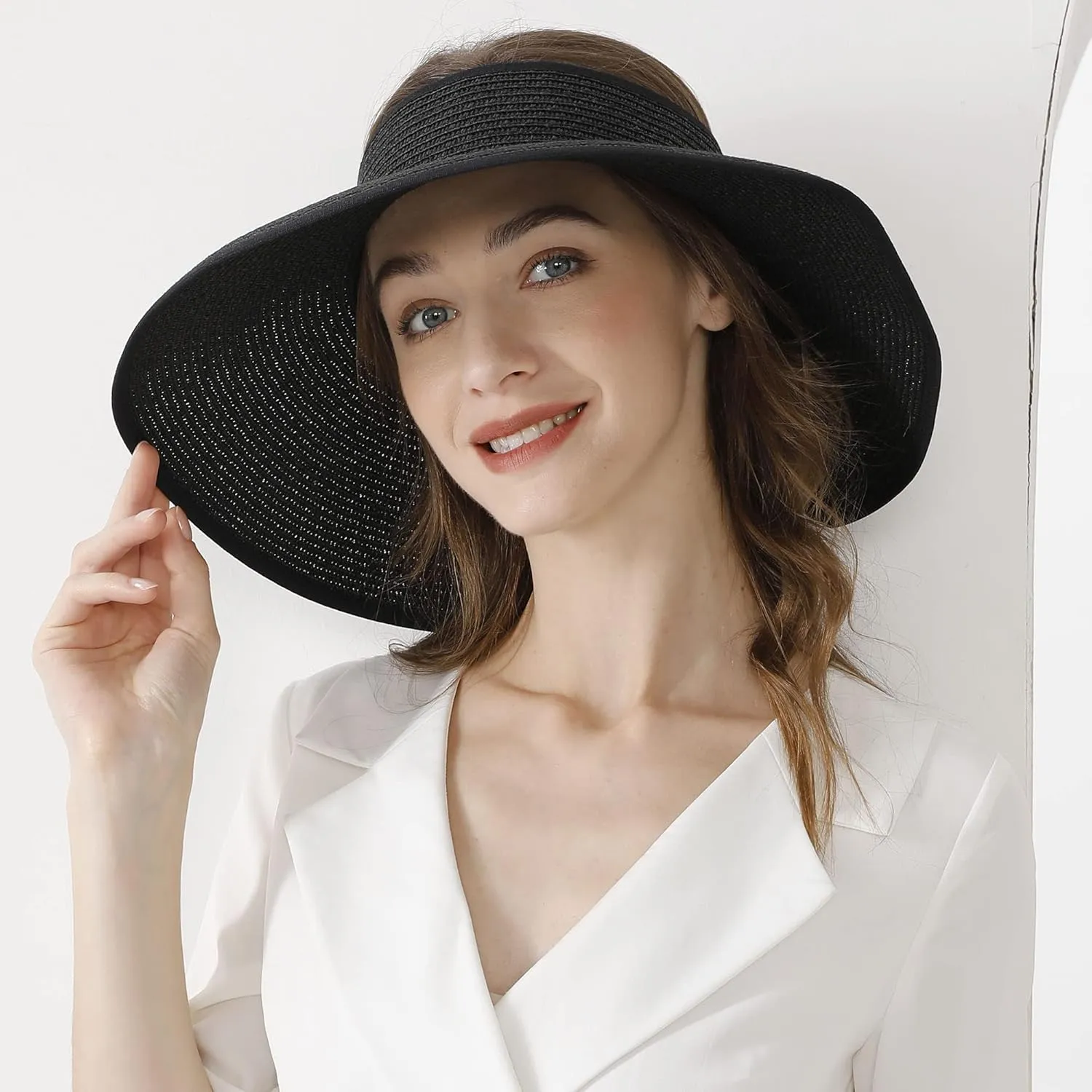 Sun Visors for Women Wide Brim Straw Hat Women Beach Visor Hats for Women Uv Protection Foldable Sun Hat Women Beach Hat