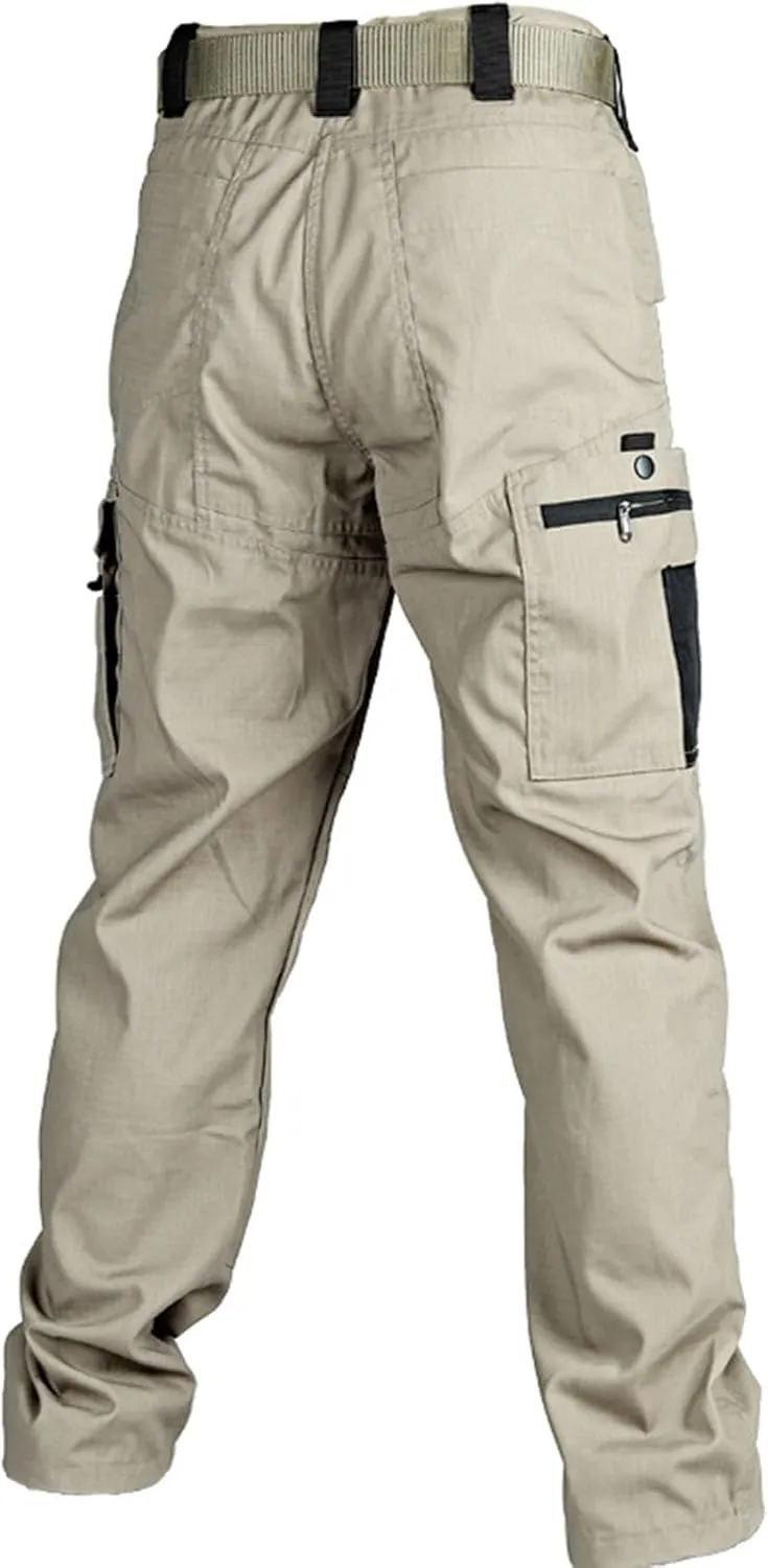 Tactical Pants for Men Slim Fit High Stretch Multi-Pocket Durable Cargo Pants Water Proof Elastic Waist Work Pants