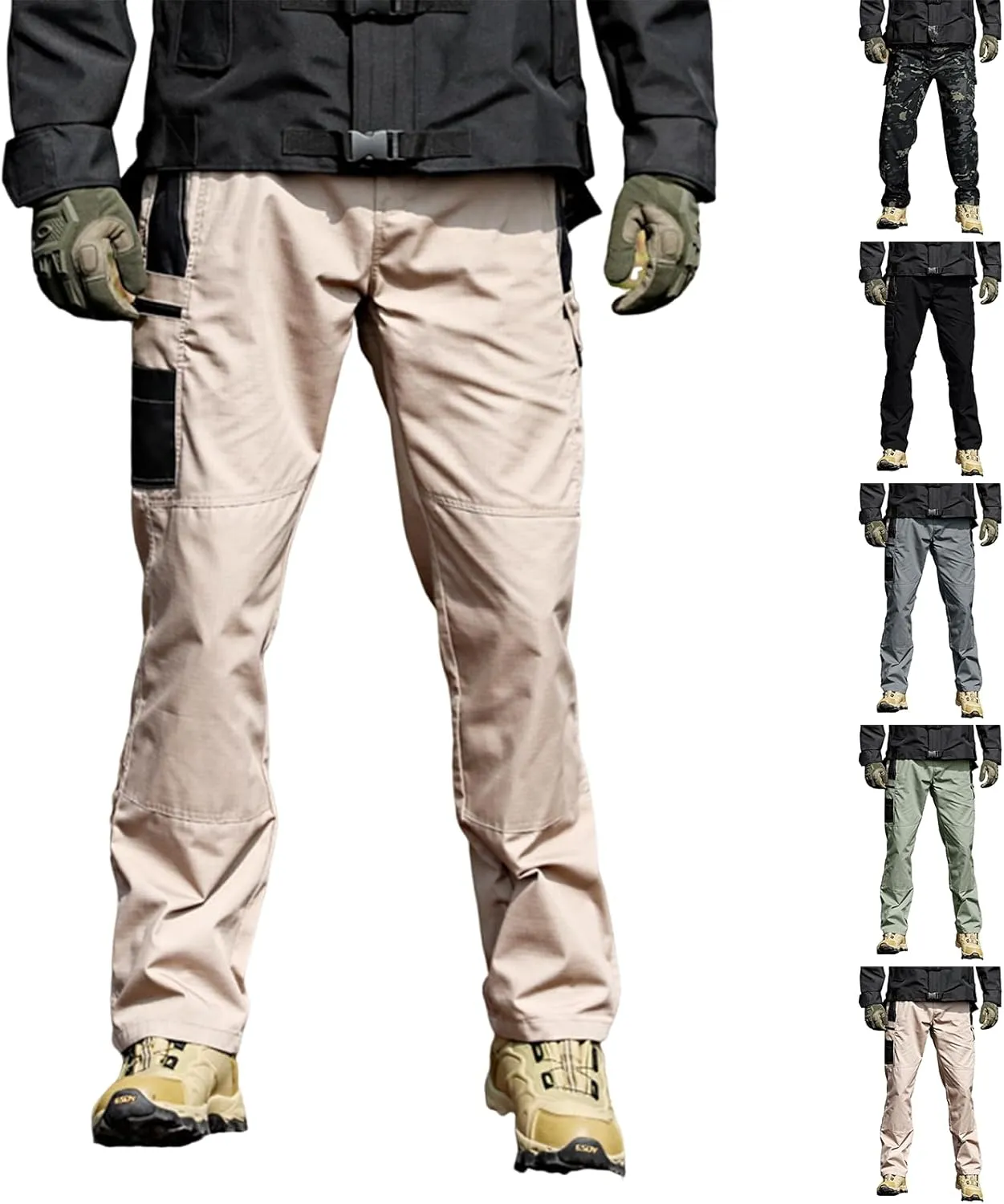 Tactical Pants for Men Slim Fit High Stretch Multi-Pocket Durable Cargo Pants Water Proof Elastic Waist Work Pants